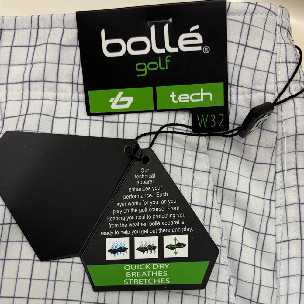 Bolle Golf Men's White and Blue Grid Shorts Size 32 - Picture 4 of 4